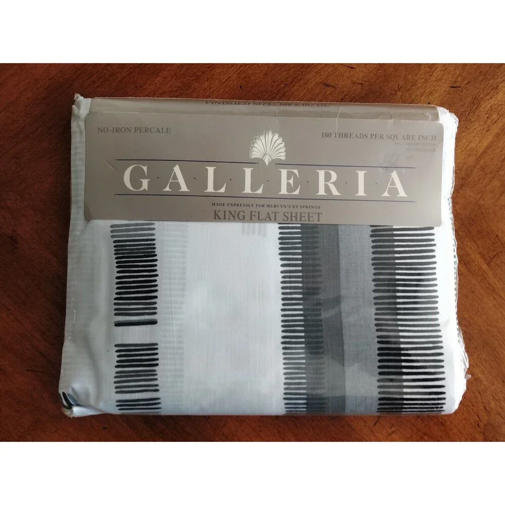 VTG Galleria Springs Mervyn's King Flat Sheet 180 Thread Poly Cotton USA Corbel